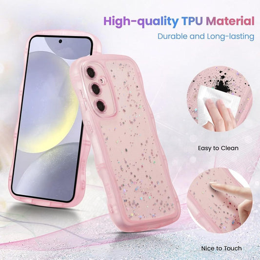 Clear Starry Glow Curly Wave Case for Samsung Galaxy S24