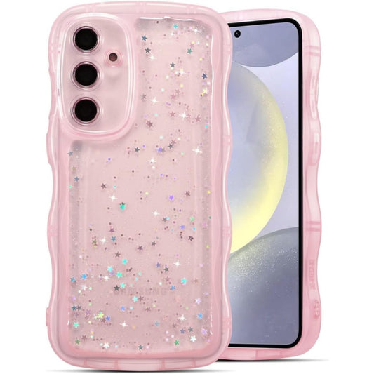Clear Starry Glow Curly Wave Case for Samsung Galaxy S24